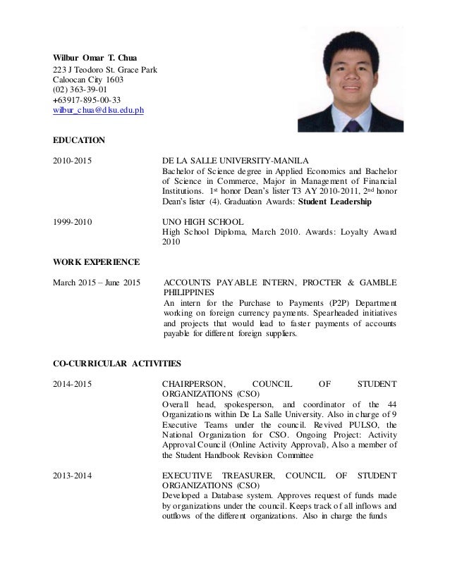 curriculum vitae dlsu format curriculum vitae dlsu format